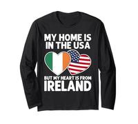My Home USA My Heart Ireland Irish American Pride Flag Long Sleeve T-Shirt