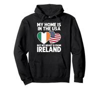 My Home USA My Heart Ireland Irish American Pride Flag Pullover Hoodie