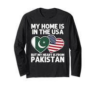My Home USA My Heart Pakistan Pakistani American Pride Flag Long Sleeve T-Shirt