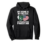 My Home USA My Heart Pakistan Pakistani American Pride Flag Pullover Hoodie