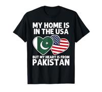 My Home USA My Heart Pakistan Pakistani American Pride Flag T-Shirt
