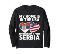 My Home USA My Heart Serbia Serbian American Pride Flag Long Sleeve T-Shirt