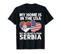 My Home USA My Heart Serbia Serbian American Pride Flag T-Shirt