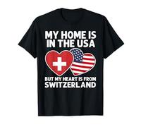 My Home USA My Heart Switzerland Swiss American Pride Flag T-Shirt