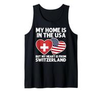 My Home USA My Heart Switzerland Swiss American Pride Flag Tank Top