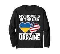 My Home USA My Heart Ukraine Ukrainian American Pride Flag Long Sleeve T-Shirt
