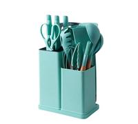 MY HOMIE 19 PCS Silicone Cooking Utensils Set with Wooden Handle, Heat-Resistant Non Stick Kitchen Utensils Set for Baking, Mixing and Serving, Essentials Kitchen Tools for New Homes and Gifts - Green