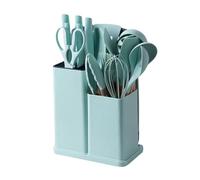 MY HOMIE 19 PCS Silicone Cooking Utensils Set with Wooden Handle, Heat Resistant Non Stick Kitchen Utensils Set for Baking and Serving, Essentials Kitchen Tools for New Homes and Gifts - Light Green