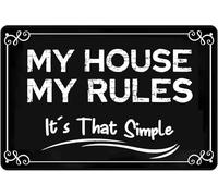 My House My Rules It's That Simple Tin Metal Wall Decoration House Rules Metal Sign Wall Art Sign for Garage Man Cave Backyard Decor 8x12 Inch