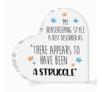 My Housekeeping Style is Best Described as there Appears a Struggle Acrylic Heart Sign Plaque Decor for Home Living Room Desk Shelf Decor 4x4 Inch