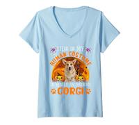 My Human Costume I'm Really An Awesome Corgi Halloween V-Neck T-Shirt