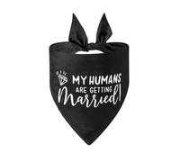 My Humans are Getting Married Dog Bandana,1Pcs Black Dog Wedding Bandana Triangle Pets Scarf Engagement Wedding Announcement Photo Props Dogs Accessories for Medium Large Dogs Cats Gifts 70x48x48cm