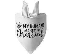 My Humans are Getting Married Dog Bandana, Engagement Gifts for Couples Pet Accessories(White Diamonds)