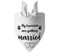 My Humans are Getting Married Dog Bandana, Engagement Gifts for Couples Pet Accessories(White Double Hearts)