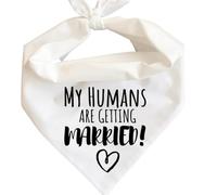 My Humans are Getting Married Dog Bandana Wedding Announcement with pet Engagement Photos Photoshoot Engaged Gift White Heart (Large)