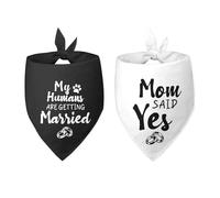 My Humans are Getting Married Mom Said Yes Dog Bandana White Black Dog Bandana Engagement Gift Funny Dog Bandana Wedding Photo Prop Pet Scarf Accessories for Pet Dog Lovers Gifts Pack of 2