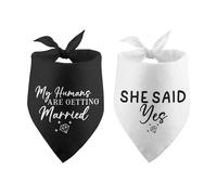 My Humans are Getting Married She Said Yes Dog Bandana for Wedding Engagement Photos Prop Wedding Engagement Dog Bandanna Bridal Shower Gift Pet Scarf Accessories for Dog Lovers Pack of 2