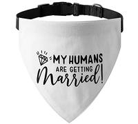 My Humans Engagement Dog Scarf, Wedding Pet Bandana with Adjustable Collars for Small to Large Dogs & Cats (Large, White)