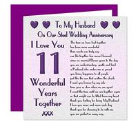 My Husband 11th Wedding Anniversary Card - On Our Steel Anniversary - 11 Years - Sentimental Verse I Love You