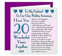 My Husband 20th Wedding Anniversary Card - On Our China Anniversary - 20 Years - Sentimental Verse I Love You