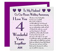 My Husband 4th Wedding Anniversary Card - On Our Flowers Anniversary - 4 Years - Sentimental Verse I Love You