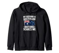 My Husband Is Australian Nothing Scares Me Flag Zip Hoodie