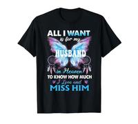 My Husband is My Angel, Wives Missing Husband in Memories Value Graphic T-Shirt, Men, Black, M