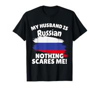 My Husband is Russian Funny Russia Flag Gift for Wife T-Shirt