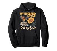 My Husband Left Me Butterfly Memorial Husband Widow Pullover Hoodie