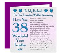 My Husband On Our 38th Tourmaline Wedding Anniversary Card - 38 Years - Sentimental Verse I Love You