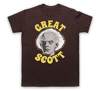 My Icon Art and Clothing Back Future Doc Great Scott Sci Fi Film BTTF Mens T-Shirt, Brown, 2XL