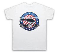 My Icon Art and Clothing Santini Air Retro 80's Action Wolf TV Chopper Attack Helicopter Hawk Mens T-Shirt, White, 4XL