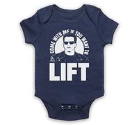 My Icon Art & Clothing Arnie Come with Me If You Want to Lift Bodybuilding Gym Workout Slogan Baby Grow, Navy Blue, 3-6 Months