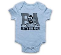 My Icon Art & Clothing BA Baracus I Pity The Fool Team Action TV Baby Grow, Sky Blue, 0-3 Months