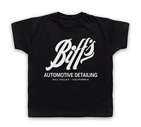 My Icon Art & Clothing Back Future Biff's Automotive Detailing Kids T-Shirt, Black, 12-13 Years