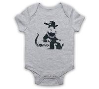 My Icon Art & Clothing Banksy Gangsta Rat Graffiti Street Art Baby Grow, Light Grey, 3-6 Months