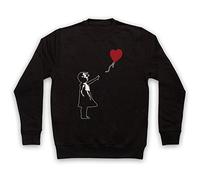 My Icon Art & Clothing Banksy Girl Heart Balloon Graffiti Street Art Adults Sweatshirt, Black, Large