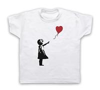 My Icon Art & Clothing Banksy Girl Heart Balloon Graffiti Street Art Kids T-Shirt, White, 9-11 Years