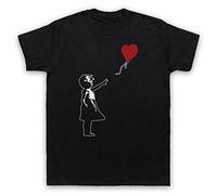 My Icon Art & Clothing Banksy Girl Heart Balloon Graffiti Street Art Mens T-Shirt, Black, XL