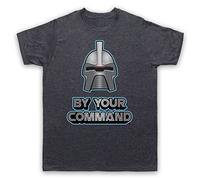 My Icon Art & Clothing Battlestar Cylon by Your Command Sci Fi TV Mens T-Shirt, Vintage Slate, Large Light Grey