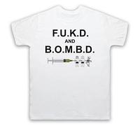 My Icon Art & Clothing Brass FUKD and BOMBD As Worn Iconic Morris Comedy TV Mens T-Shirt, White, Large