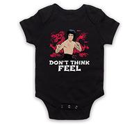 My Icon Art & Clothing Bruce Don't Think Feel Kung Fu Martial Arts Expert Lee Baby Grow, Black, 6-12 Months