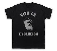 My Icon Art & Clothing Charles Darwin Viva La Evolucion Mens T-Shirt, Black, Large