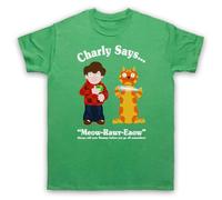 My Icon Art & Clothing Charly Says 70s Retro Public Information Mens T-Shirt, Green, Medium