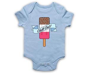 My Icon Art & Clothing Chill Out Retro Fab Ice Lolly Baby Grow, Sky Blue, 0-3 Months