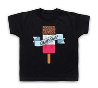 My Icon Art & Clothing Chill Out Retro Fab Ice Lolly Kids T-Shirt, Black, 3-4 Years