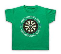 My Icon Art & Clothing Darts Dartboard One Hundred and Eighty Eiiiigggghhhhhty Kids T-Shirt, Green, 12-13 Years