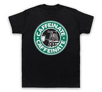 My Icon Art & Clothing Dr Dalek Caffeinate Coffee Exterminate Parody Sci Fi TV Mens T-Shirt, Black, 2XL