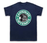 My Icon Art & Clothing Dr Dalek Caffeinate Coffee Exterminate Parody Sci Fi TV Mens T-Shirt, Navy Blue, Medium