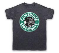 My Icon Art & Clothing Dr Dalek Caffeinate Coffee Exterminate Parody Sci Fi TV Mens T-Shirt, Vintage Slate, XL